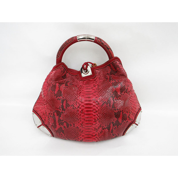Gucci Bag Suede 2WAY Red Indy Python - Picture 1 of 10